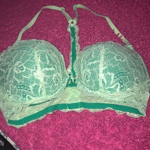 Ladies Light Lime Green ‘Pink’ Lace Push Up Bra